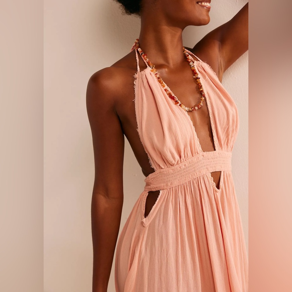 🧡TONIGHT ONLY PRICE🧡NWT Free People Look Into the Sun Maxi Dress, Coral Pink, XS - Picture 4 of 5